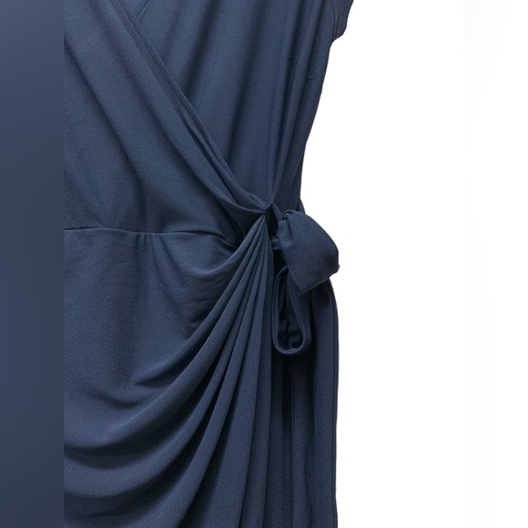 New! INC International Concepts v-neck faux wrap dress, cap-sleeve, blue, small - Picture 3 of 6